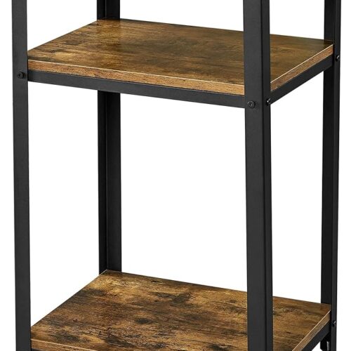 Yaheetech Tall End Table - 30 in Industrial Side Table with Strong Wooden Shelves, Slim 3-Tier Telephone Table with Metal Frame for Living Room, Small Spaces - Rustic Brown