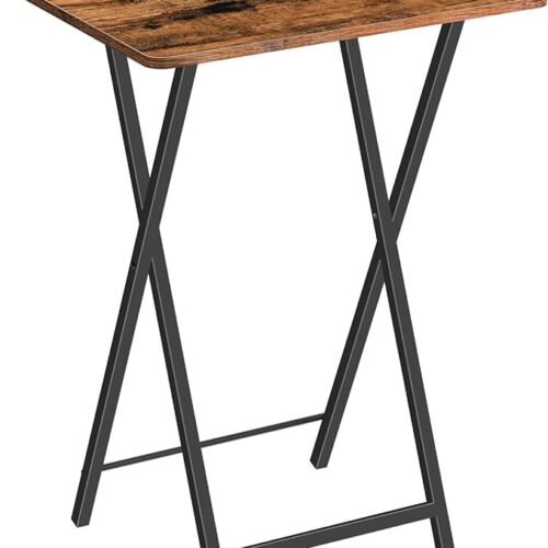 HOOBRO Folding TV Tray Table - Snack Table for Small Spaces, Dining Tray for Eating at Couch and Bed, Easy Assembly, Space-Saving, Stable and Durable - Rustic Brown and Black BF20BZ01