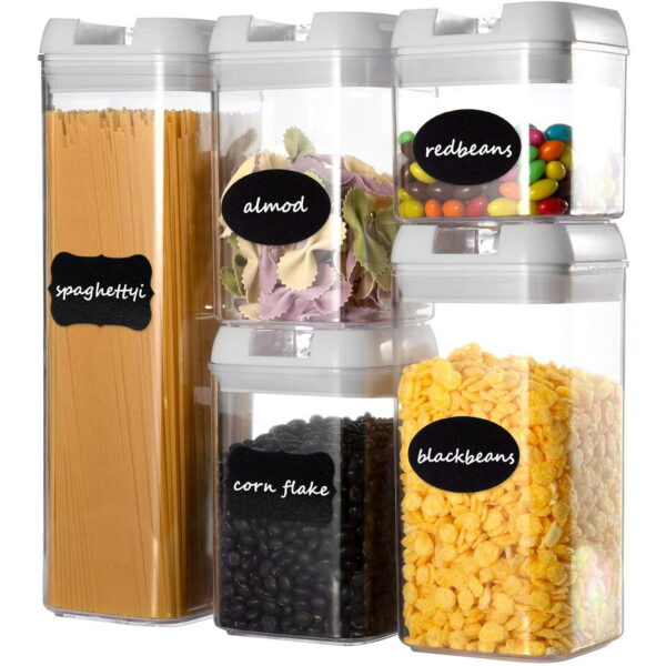5-Piece Kitchen Food Storage Containers Set - Pantry Organization with Lids 1