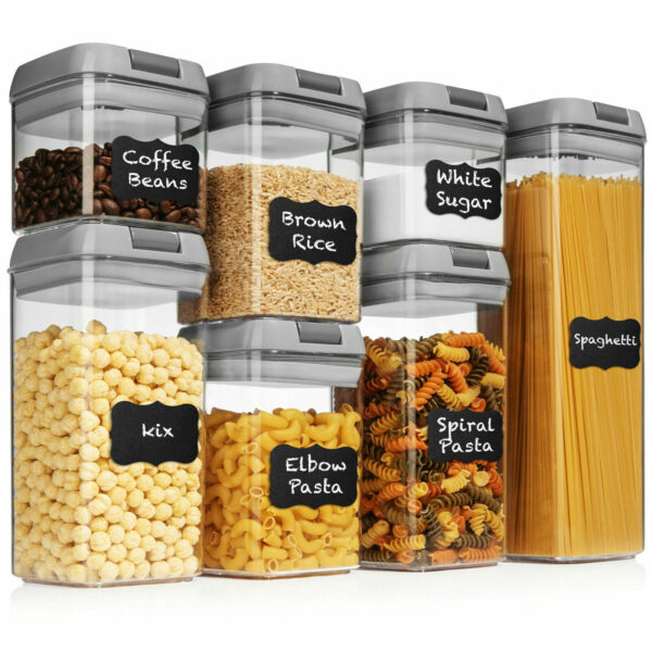 Shazo Airtight Leak Proof Food Storage and Kitchen Organizer, Gray Set of 7 1
