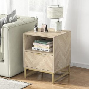 Anmytek Modern Wood Nightstand with Drawer Storage - Farmhouse Style Bedside Table with Drawer and Open Shelf, End Table for Bedroom, Sofa Couch, Home Office - Model H0054"