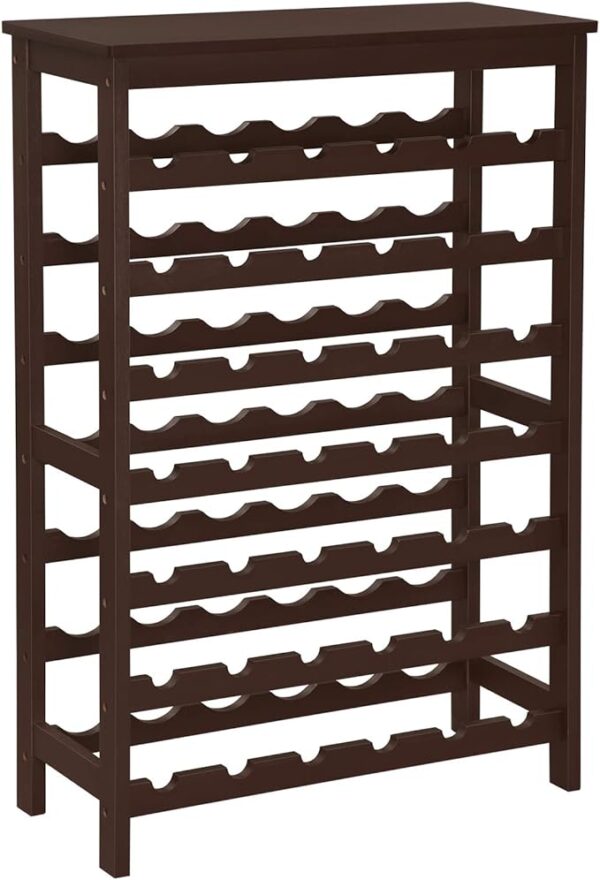 SONGMICS 42-Bottle Wine Rack Free Standing Floor - 7-Tier Display Wine Storage Shelves with Table Top, Bamboo Wobble-Free Bottle Holder for Kitchen, Bar, Dining Room, Living Room, Espresso, Model UKWR27BR" 1