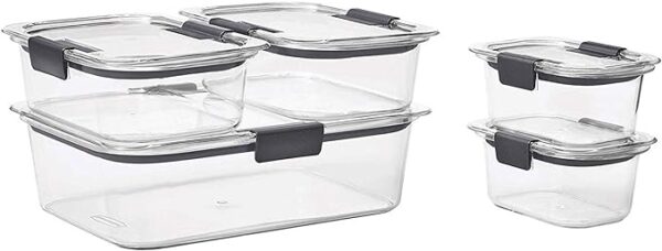 Rubbermaid Brilliance Leak-Proof Food Storage Containers with Airtight Lids - Set of 5 (10 Pieces Total) | BPA-Free & Stain Resistant Plastic" 1