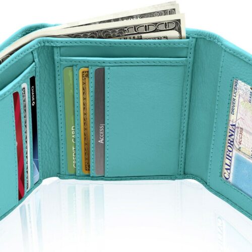 1 Leather Wallets For Women - Trifold Womens Wallet With Coin Purse RFID Blocking