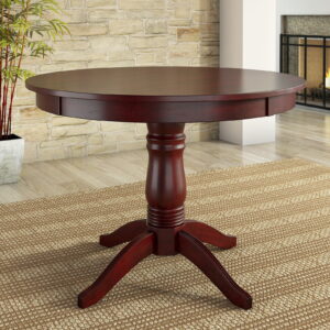 Lexington 42" Round Wood Pedestal Base Dining Table, Berry Red