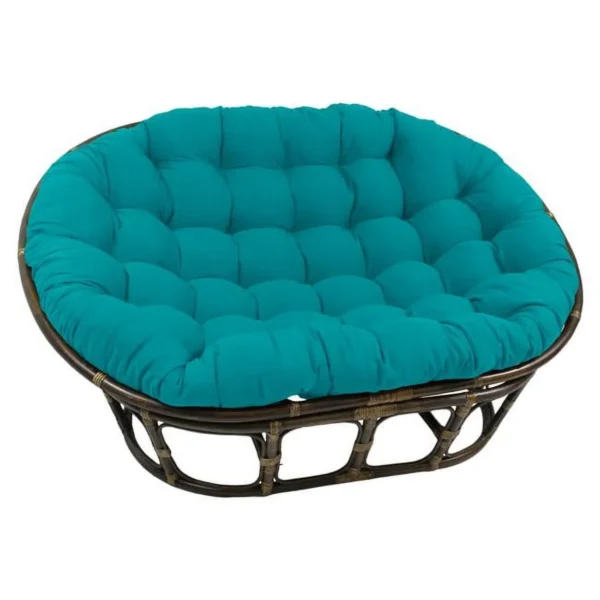 65 x 48 in. Solid Twill Double Papasan Cushion, Aqua Blue 1