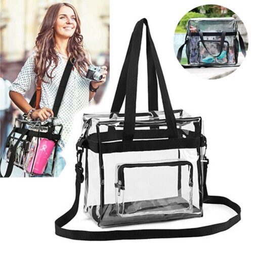 1 Heavy Duty Clear Transparent Backpack See Through Book-Bag Clear PVC Tote Pack