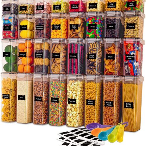 32 Pack Kitchen Plastic Food Containers with Airtight Lids Leak Proof & Freezer