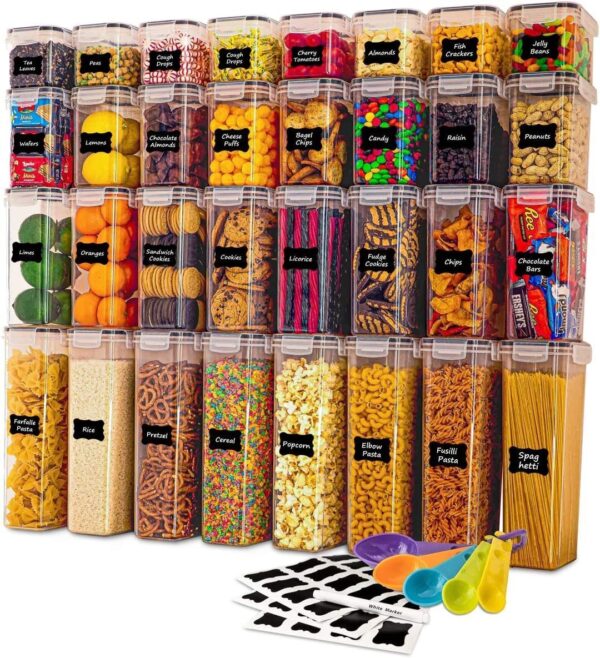 32 Pack Kitchen Plastic Food Containers with Airtight Lids Leak Proof & Freezer 1
