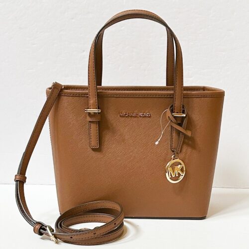 1 MICHAEL KORS JET SET TRAVEL XS CARRYALL TOTE SHOULDER BAG BROWN LUGGAGE
