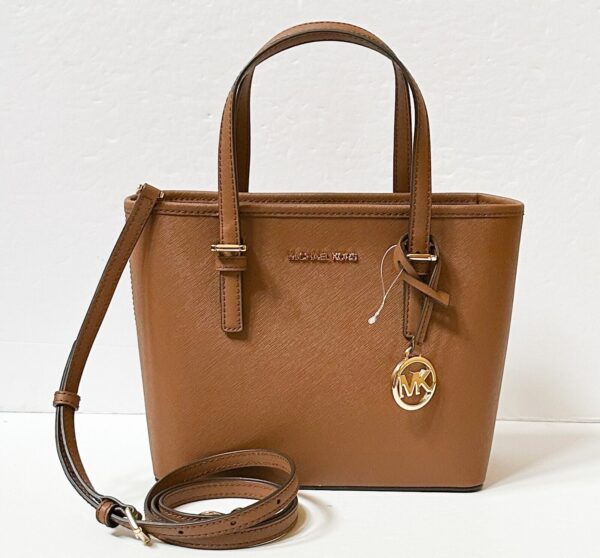 MICHAEL KORS JET SET TRAVEL XS CARRYALL TOTE SHOULDER BAG BROWN LUGGAGE 1