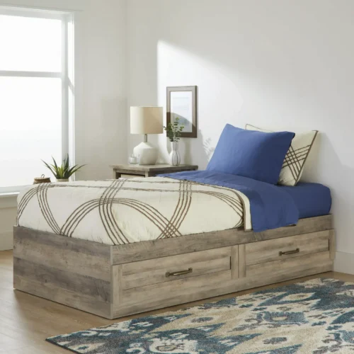 Better Homes & Gardens Modern Farmhouse Platform 2-Drawer Storage Bed - Twin - Rustic Gray