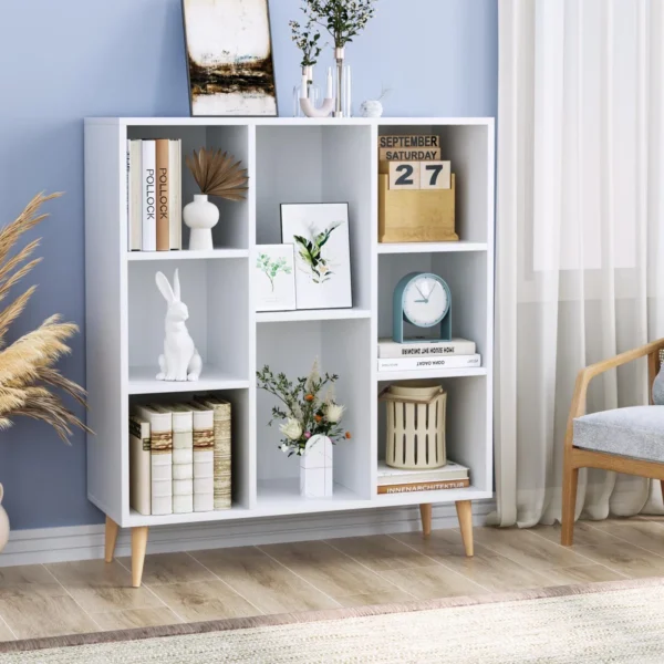 Homfa 8 Cube Bookcase - Wooden Organizer Storage Cabinet Unit - Freestanding Display Stand Shelves - White 1