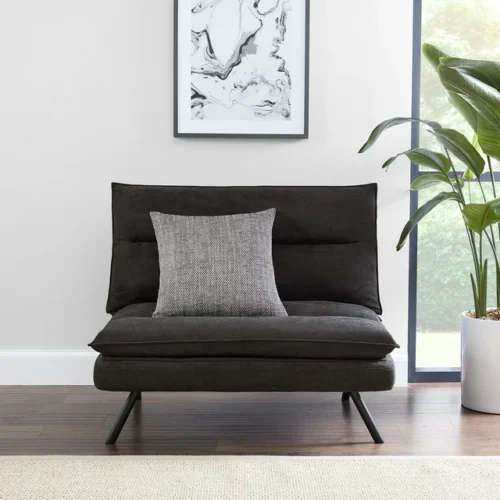 1 "Mainstays Pillow Top Convertible Chair - Charcoal, Comfortable Seating for Versatile Use"