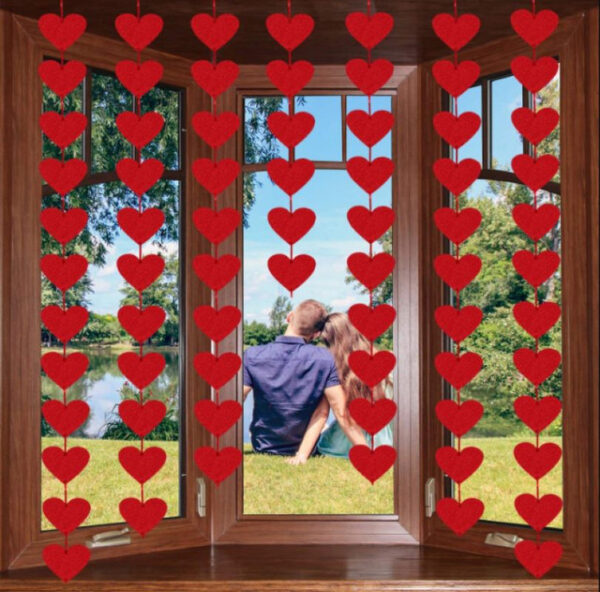 72 Red Hearts Felt Garland Valentines Day Red Heart Hanging String 1