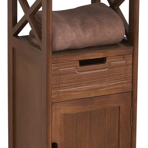 BECTSBEFF 30" Tall Side Table Fully Assembled - Preassembled Nightstand with Drawer for Bedroom - Slim Bathroom Floor Cabinet with Shelf and Storage - Walnut