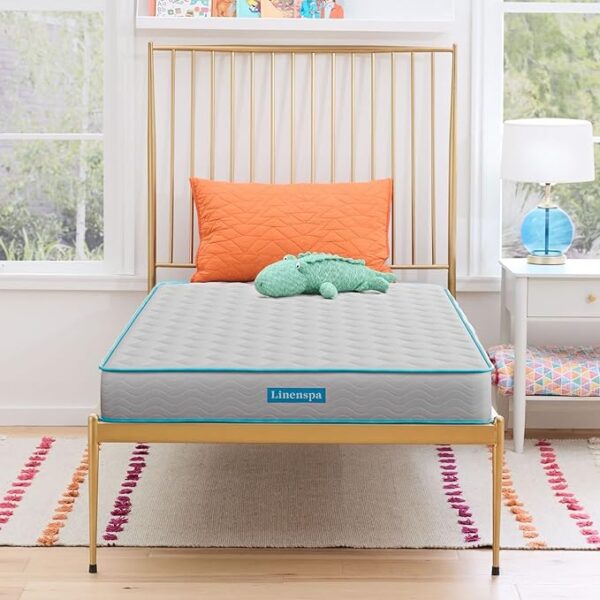 Linenspa 6 Inch Mattress - Firm Feel - Bonnell Spring with Foam Layer - Mattress in a Box - Youth or Kids Bed - Guest Bedroom - Durable and Breathable Support - Affordable - Twin Size 1