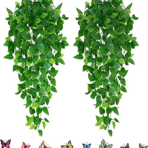 1 Waipfaru 2pcs Artificial Hanging Plants - 3.6FT Fake Hanging Plants with Full Leaves - Faux Ivy Vines for Wall, Room, Bathroom, Indoor, Outdoor, Home, Shelf, Office Decor