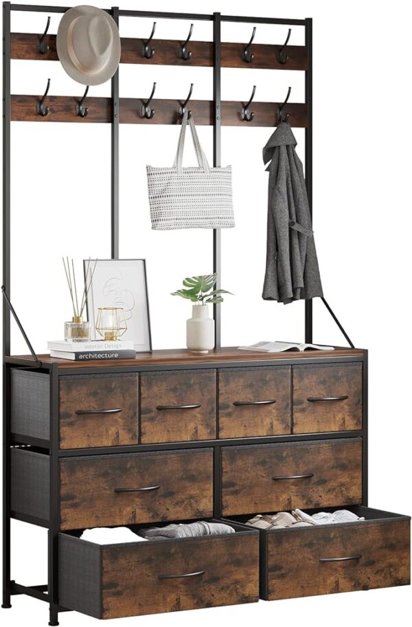 LUMTOK 8 Drawer Dresser - Chest of Drawers for Bedroom, Living Room, Entryway - Fabric Storage Chest for Closets - Rustic Brown 1