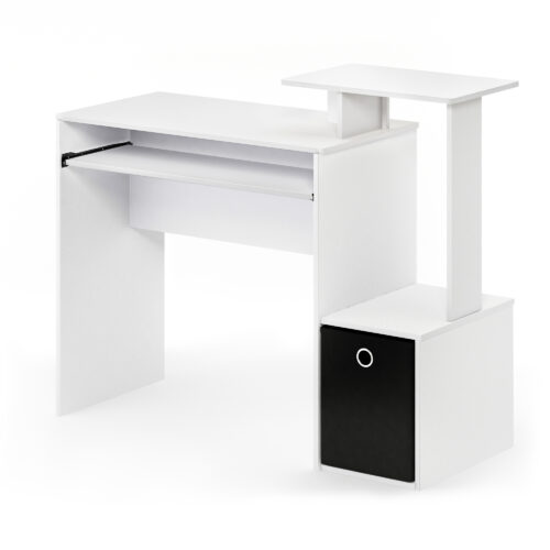 1 Furinno Econ Multipurpose Home Office Computer Writing Desk with Bin - White - Multiple Colors