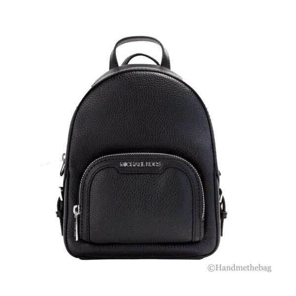 Michael Kors Jaycee Mini XS Black Pebbled Leather Zip Pocket Backpack Bag 1