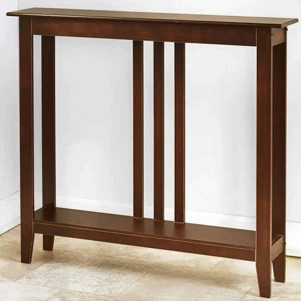 Slim Entryway Home Accent Table with Antique Finish - Dark Brown 3