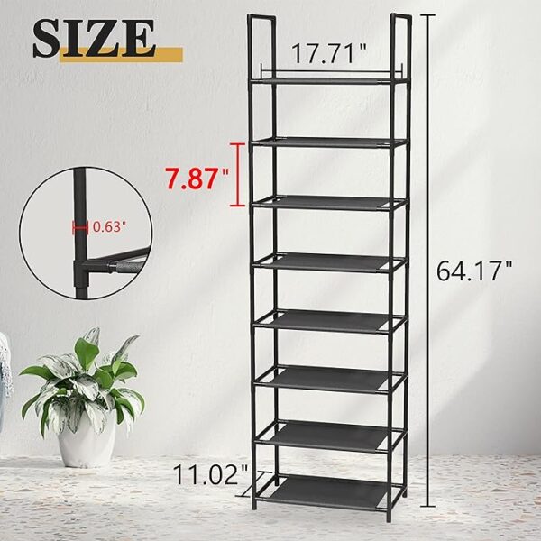 "Z&L HOUSE 8 Tier Shoe Rack Narrow - Sturdy Shoe Rack Tall, Store 16-20 Pairs of Shoes, Stackable Shoe Shelf for Closet, Entryway to Increase The Use of Space" 3