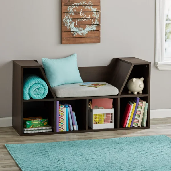 Your Zone Kids Reading Nook and Storage Bookcase - Dark Chestnut 4