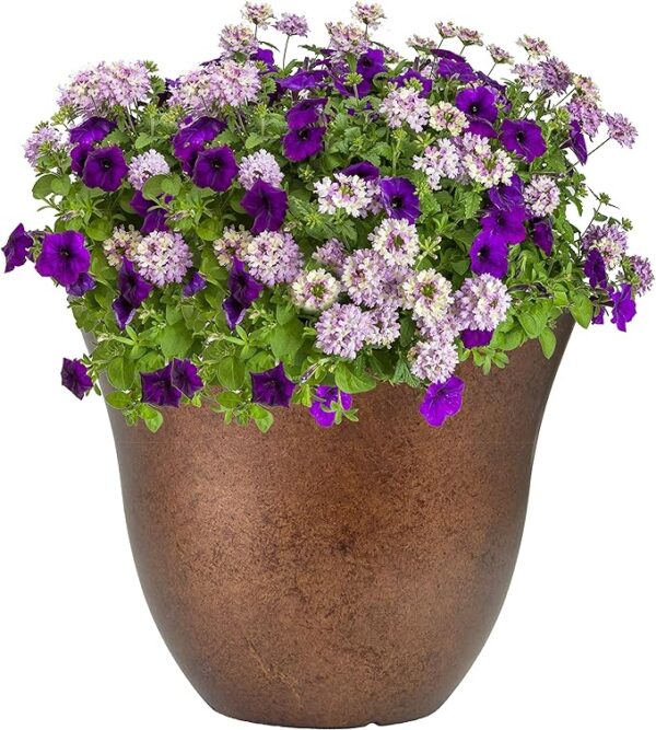 Classic Home and Garden Honeysuckle Resin Flower Pot Planter - Copper, 15 Inch 3