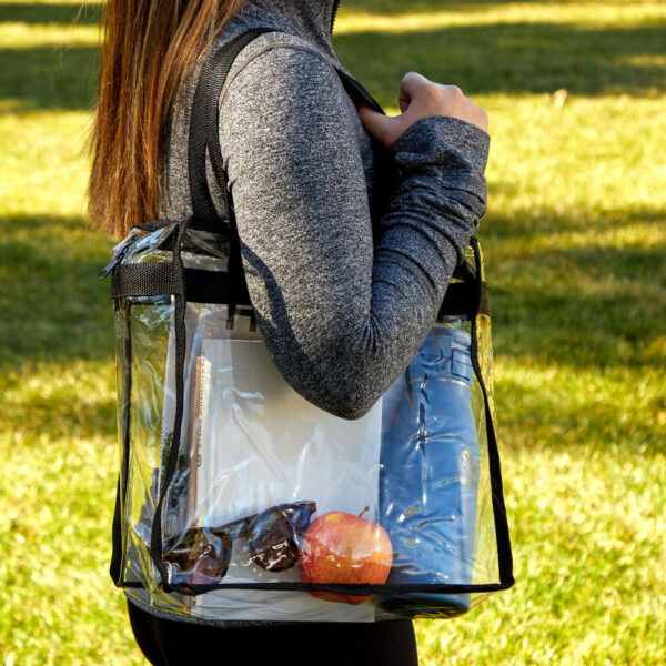 2x Clear PVC Tote Bag Women Large Transparent Handbag Zip Purse Stadium Security 3