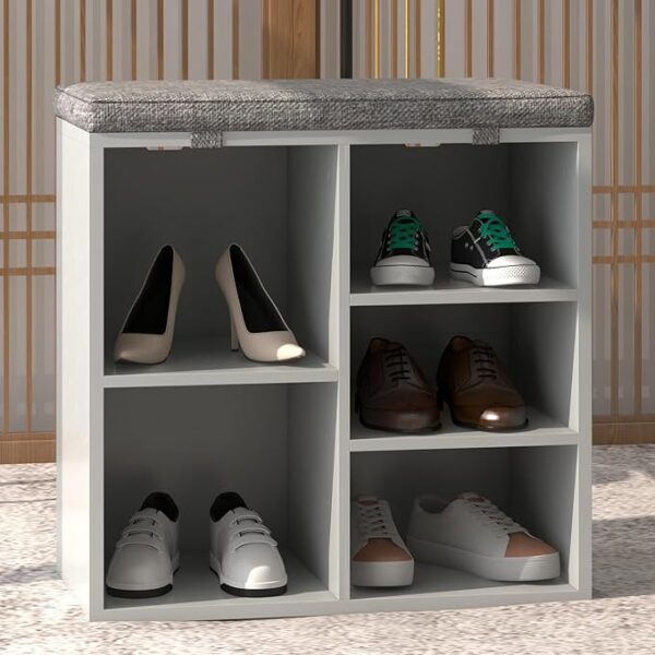 SONGMICS Storage Cubes - 13-Inch Non-Woven Fabric Bins with Double Handles - Set of 6 Closet Organizers for Shelves - Foldable for Clothes - Cattail Gray UROB033G01 3