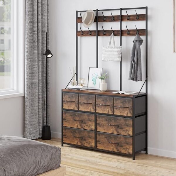 LUMTOK 8 Drawer Dresser - Chest of Drawers for Bedroom, Living Room, Entryway - Fabric Storage Chest for Closets - Rustic Brown 3