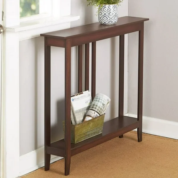 Slim Entryway Home Accent Table with Antique Finish - Dark Brown 4