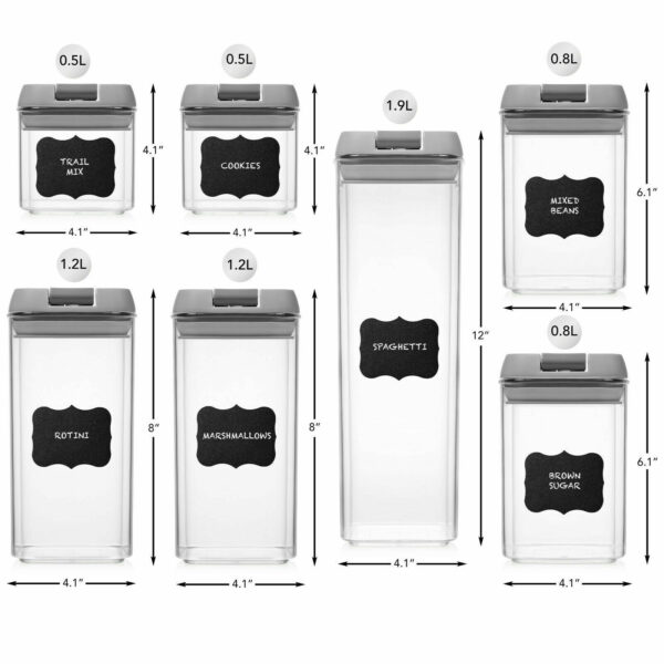 Shazo Airtight Leak Proof Food Storage and Kitchen Organizer, Gray Set of 7 3
