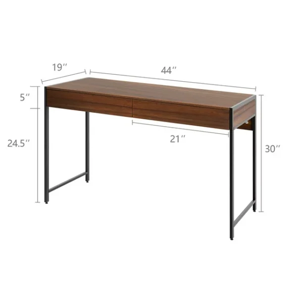Brown Home Office Computer Desk with 2 Drawers - Costway Study Table Writing Workstation" 4