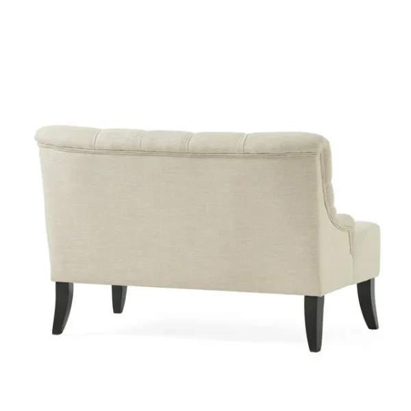 "Premium Noble House Natalie 44-Inch Tufted Fabric Settee in Elegant Light Beige - Stylish Furniture for Your Home" 4