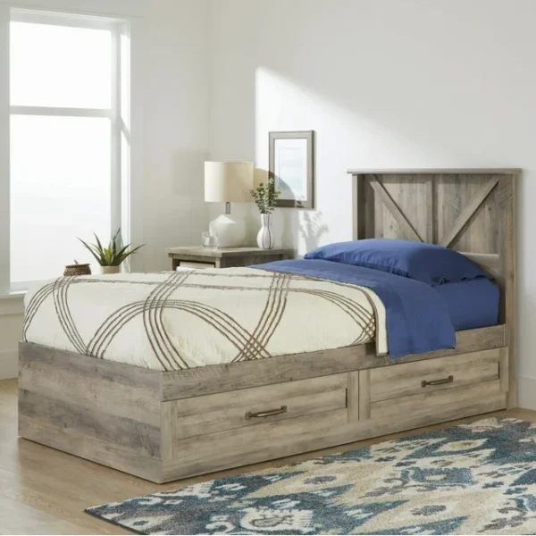Better Homes & Gardens Modern Farmhouse Platform 2-Drawer Storage Bed - Twin - Rustic Gray 2