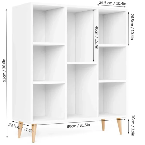 Homfa 8 Cube Bookcase - Wooden Organizer Storage Cabinet Unit - Freestanding Display Stand Shelves - White 2