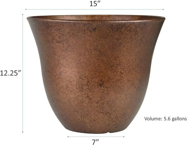 Classic Home and Garden Honeysuckle Resin Flower Pot Planter - Copper, 15 Inch 2