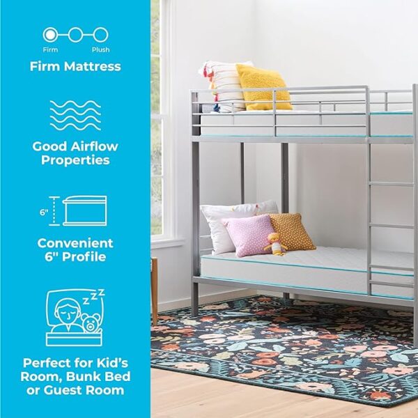 Linenspa 6 Inch Mattress - Firm Feel - Bonnell Spring with Foam Layer - Mattress in a Box - Youth or Kids Bed - Guest Bedroom - Durable and Breathable Support - Affordable - Twin Size 2