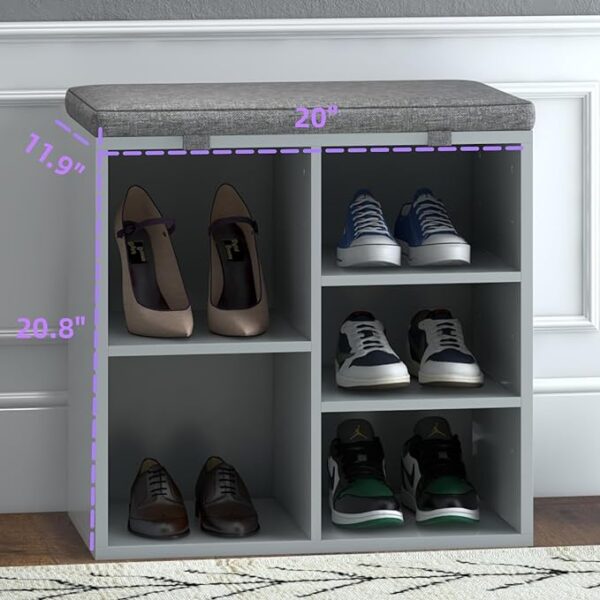 SONGMICS Storage Cubes - 13-Inch Non-Woven Fabric Bins with Double Handles - Set of 6 Closet Organizers for Shelves - Foldable for Clothes - Cattail Gray UROB033G01 2