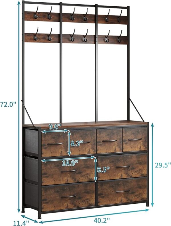LUMTOK 8 Drawer Dresser - Chest of Drawers for Bedroom, Living Room, Entryway - Fabric Storage Chest for Closets - Rustic Brown 2