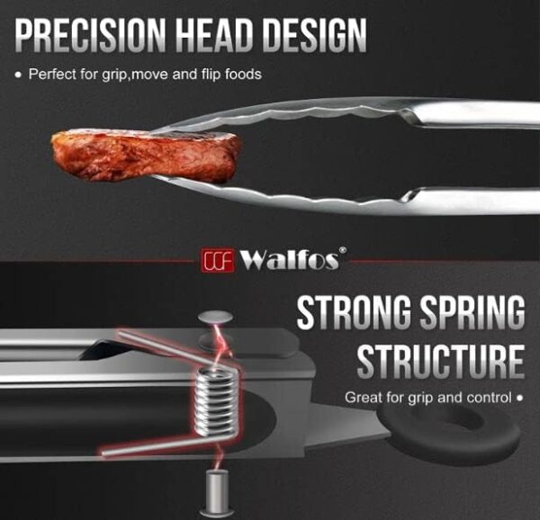 Heavy Duty Locking Metal Food Tongs Non-Slip Grip 3