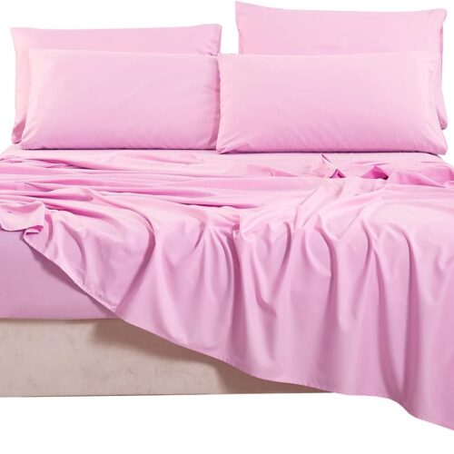 6106HfWm7JL._AC_SL1500_ (1) Ultra Soft-Silky-Breathable-Deep Pocket- 1800 Series Bedding Set Microfiber- Pink Bed Sheets Queen Size 4 Pieces