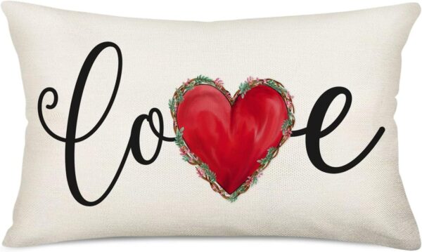 Throw Pillow Covers Rustic Farmhouse Style Sweet Sign Letters Pillow Cases Valentine’s Day Housewarming Family Lover Home Decorative Lumbar Pillow Covers 2