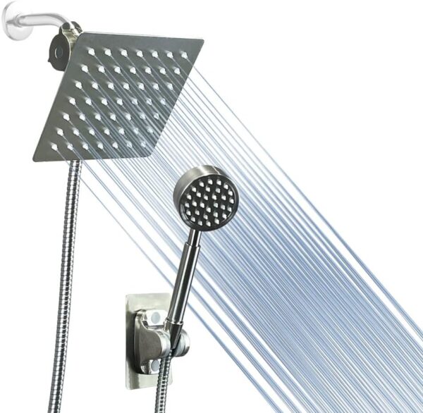 Shower Head with handheld, High Pressure 6" Rainfall Stainless Steel Shower Head/Handheld Shower with hose 1