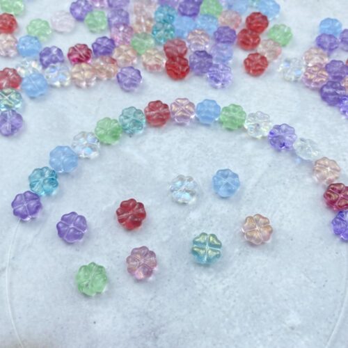 61MvUTVMZFL._AC_SL1000_ Honkoolly 100pcs Clover Crystal Glass Beads for Jewelry Making Clover Glass Spacer Beads Colorful Cute Clover Beads for Earring Bracelet Necklace Key Chains Jewelry DIY Craft Making, 8mm