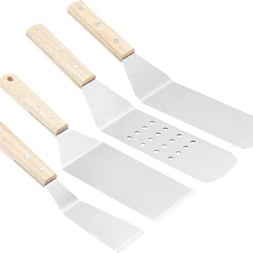 61mo6ntmmxL._AC_SX679_ Amazon Basics 4-Piece Stainless Steel Barbeque Flat Griddle Spatula Set, Silver