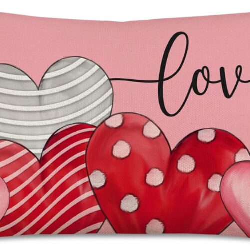 61pE88Od5PL._AC_SL1500_ ove Heart Throw Pillow Covers Pink Valentine’s Day Pillow Cases Housewarming Family Love Quotes Home Decorative Lumbar Pillow Covers 12x20 Inch Cotton Linen