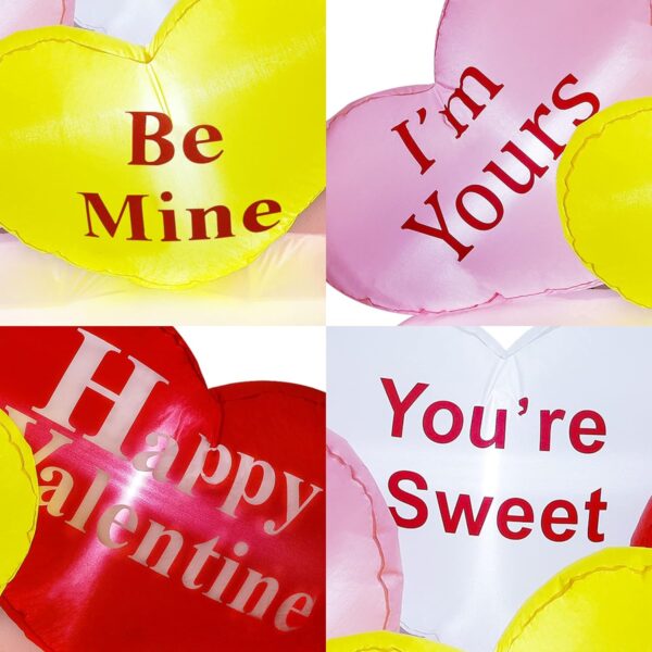 yofit 6 FT Long Valentine's Day Inflatable Hearts, LED Lights Hearts Cloud Happy Valentine Blow up Decorations, Valentine Romantic Holiday Decor for Indoor Outdoor Anniversary Wedding Party 3